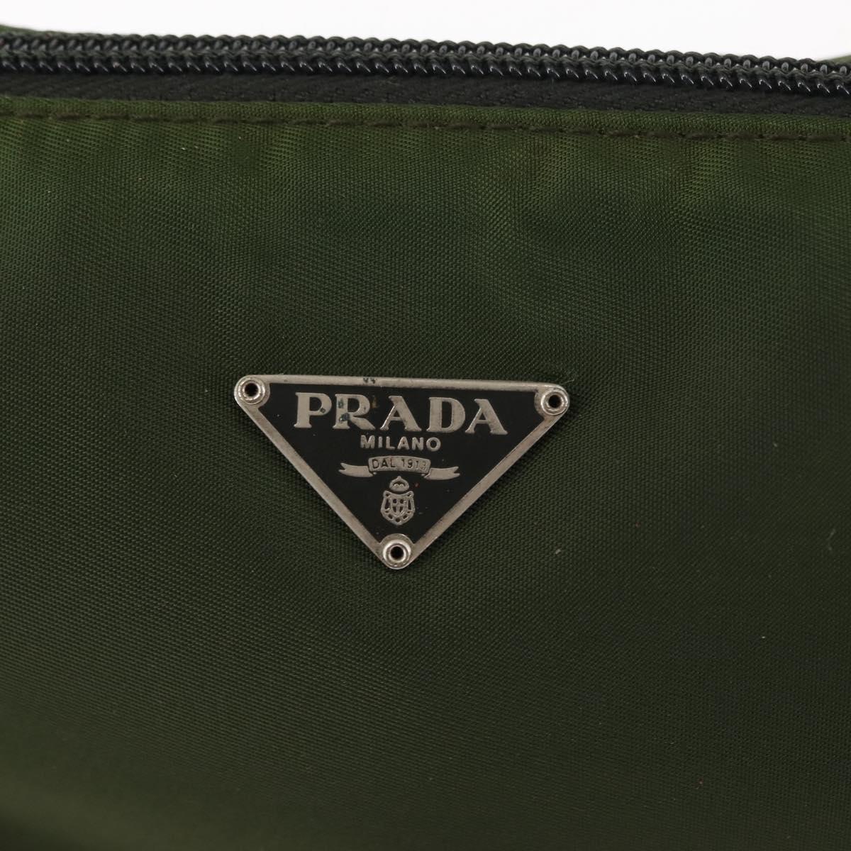 PRADA Accessory Pouch Nylon Khaki Auth ep10991