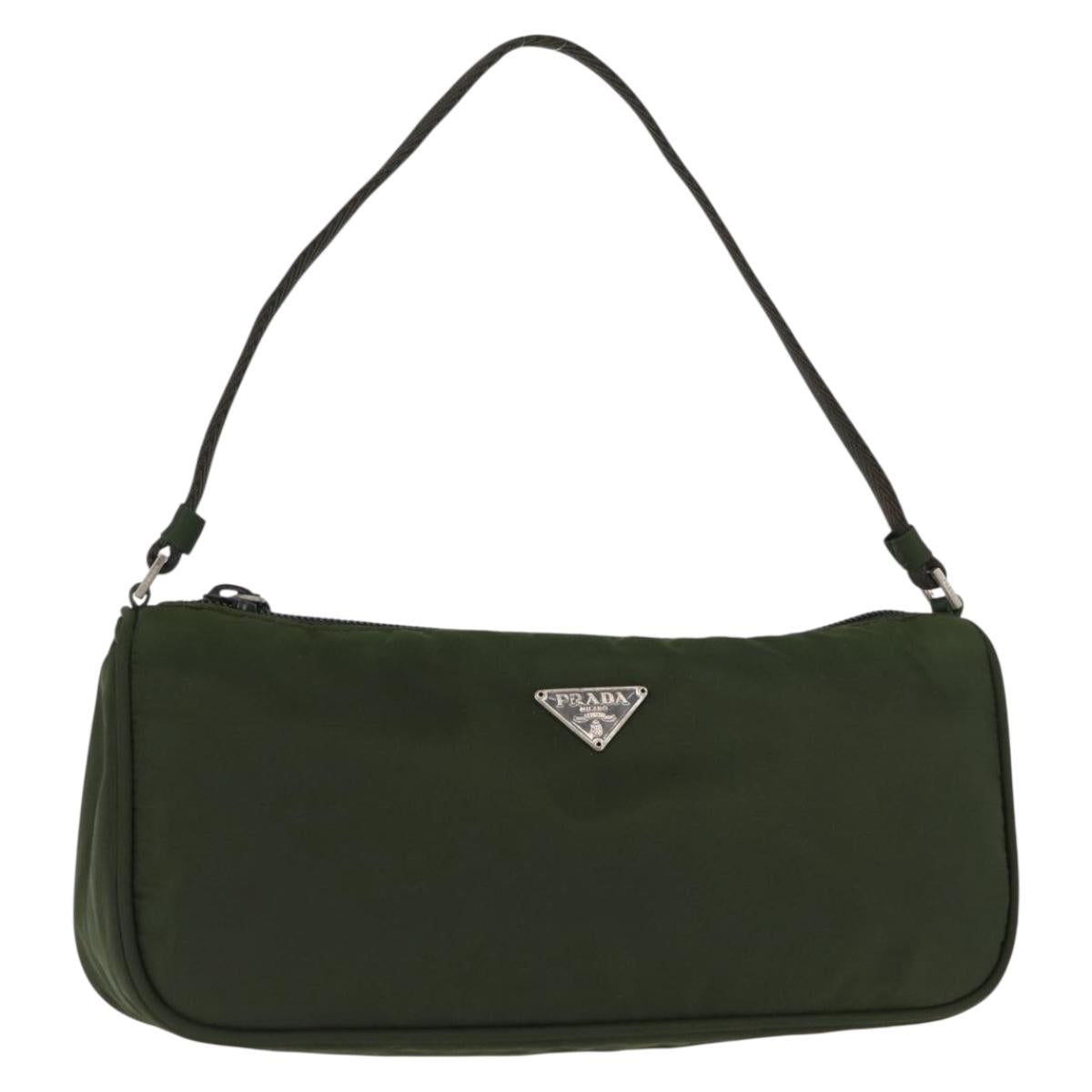 PRADA Accessory Pouch Nylon Khaki Auth ep10991