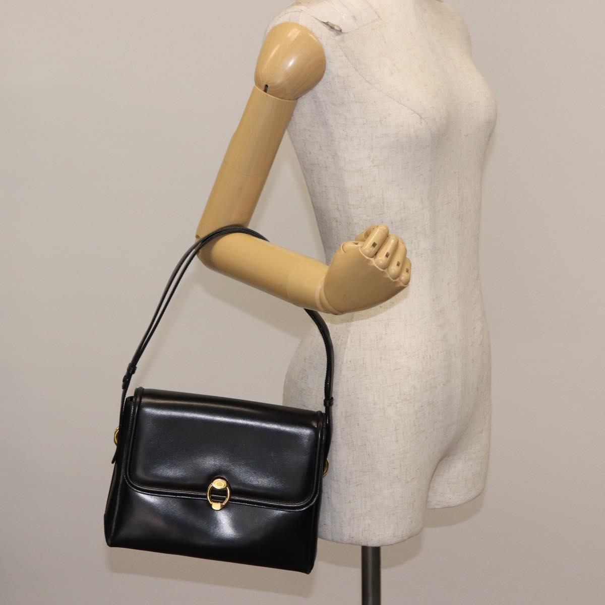 GUCCI Shoulder Bag Leather Black Auth ep10994