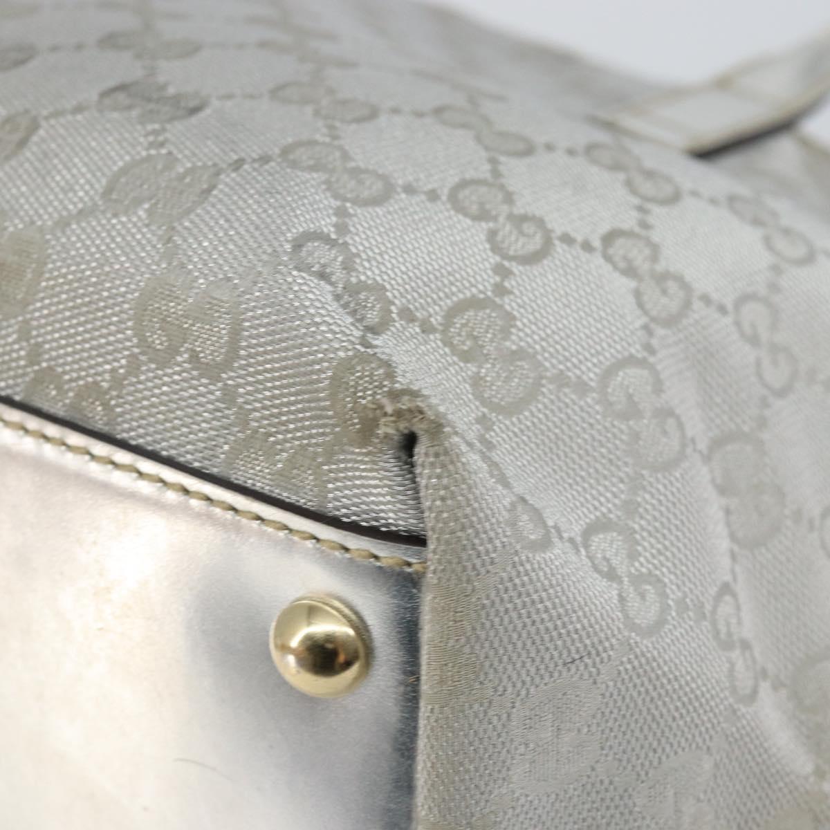GUCCI GG Canvas Tote Bag Silver Gold 169946 Auth ep11002