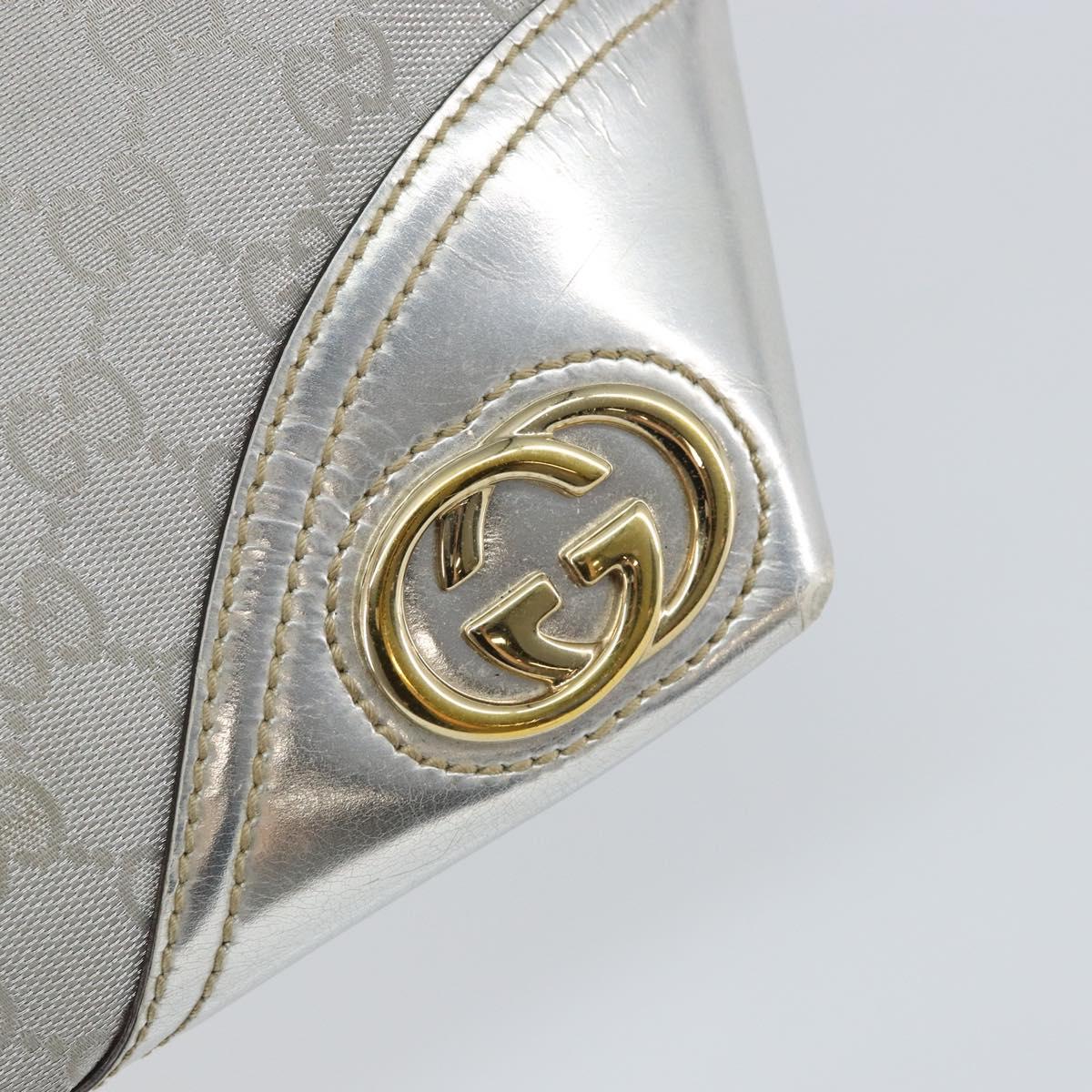 GUCCI GG Canvas Tote Bag Silver Gold 169946 Auth ep11002