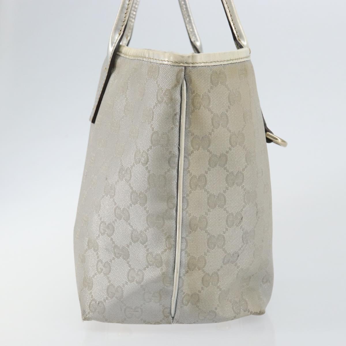GUCCI GG Canvas Tote Bag Silver Gold 169946 Auth ep11002