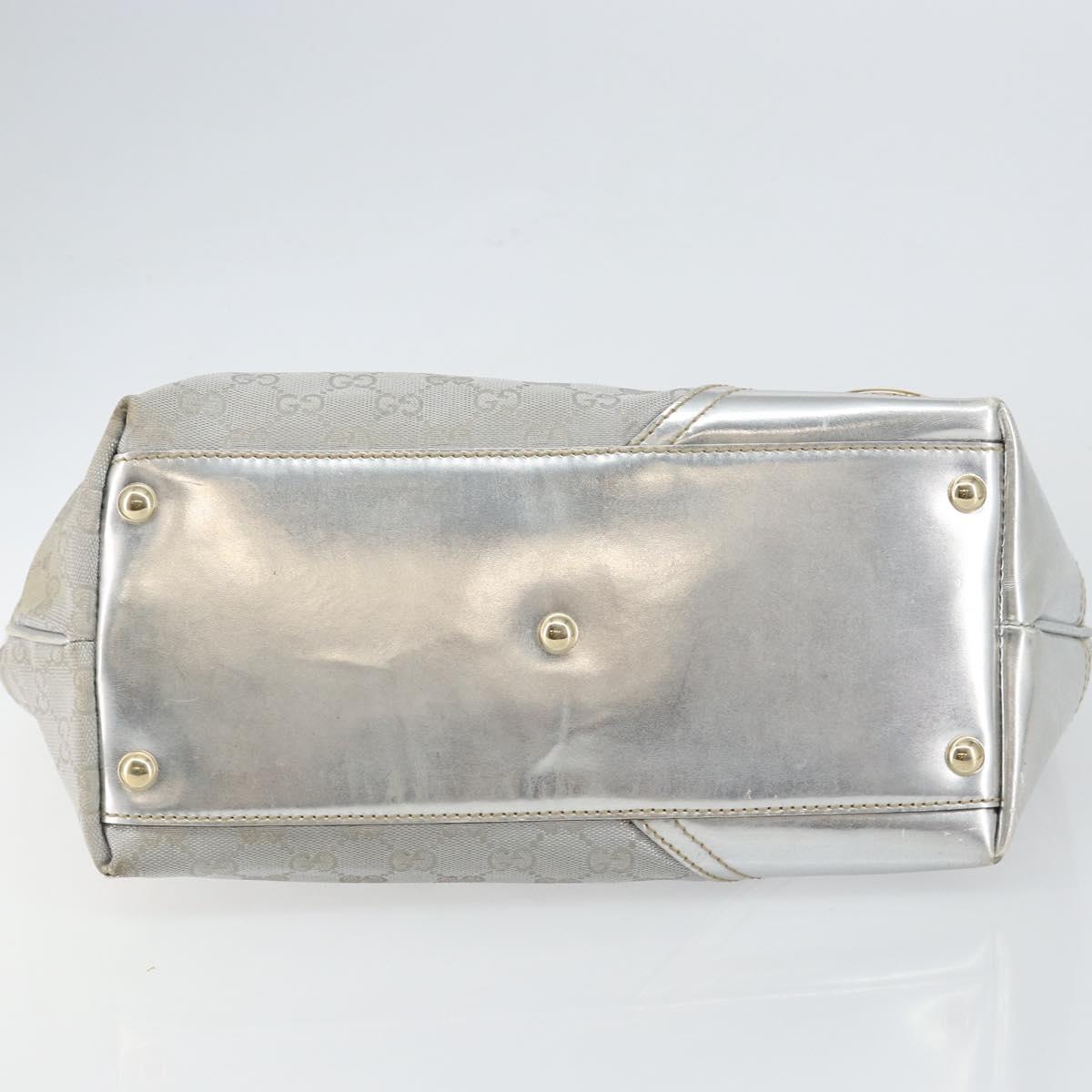 GUCCI GG Canvas Tote Bag Silver Gold 169946 Auth ep11002