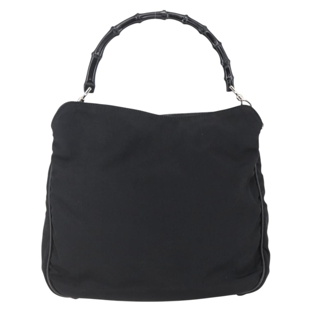 GUCCI Bamboo Hand Bag Nylon Black Silver 001 1638 3754 Auth ep11006