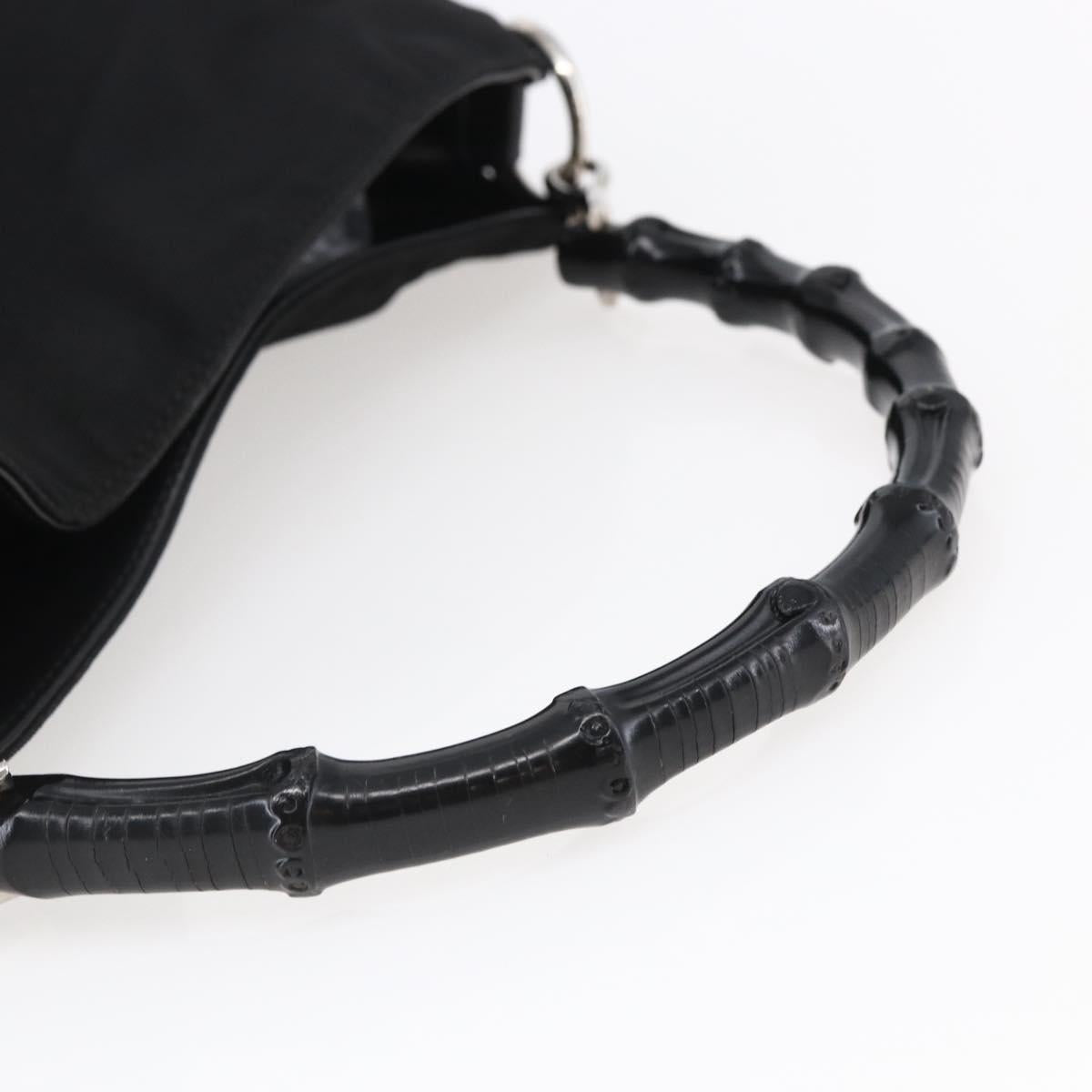 GUCCI Bamboo Hand Bag Nylon Black Silver 001 1638 3754 Auth ep11006
