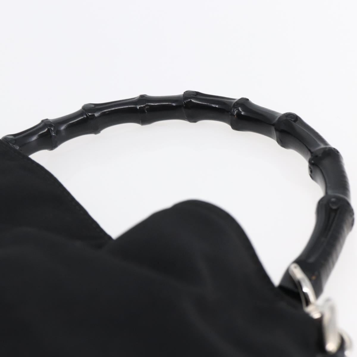 GUCCI Bamboo Hand Bag Nylon Black Silver 001 1638 3754 Auth ep11006