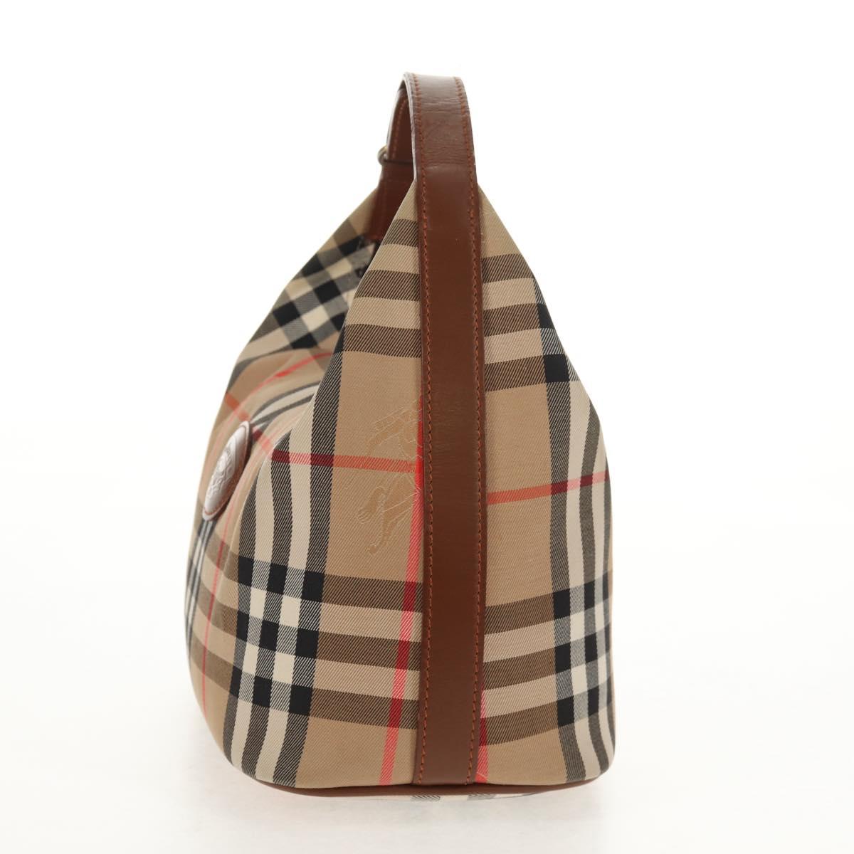 Burberrys Nova Check Hand Bag Canvas Beige Auth ep11010V