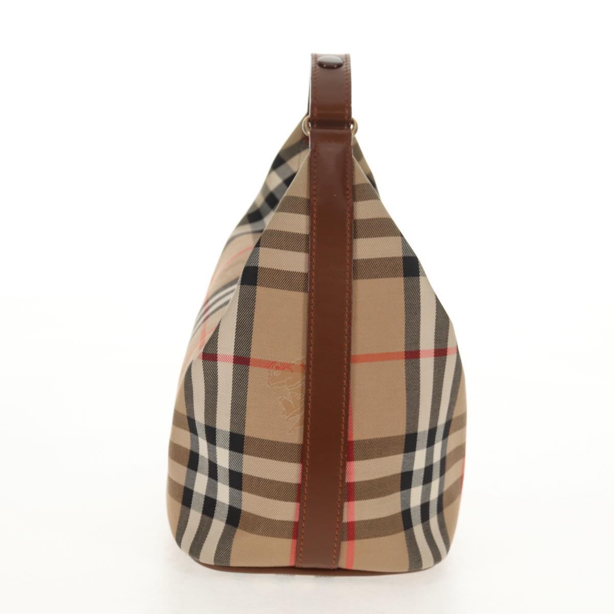 Burberrys Nova Check Hand Bag Canvas Beige Auth ep11010V