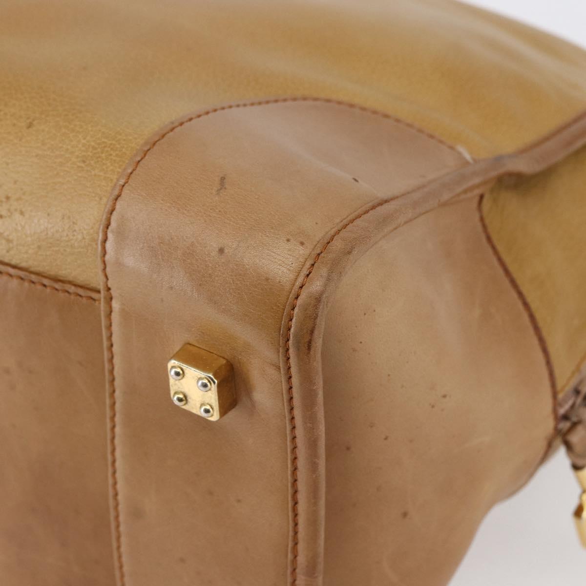 LOEWE Anagram Amazona 40 Hand Bag Suede Leather Brown Gold Auth ep11011