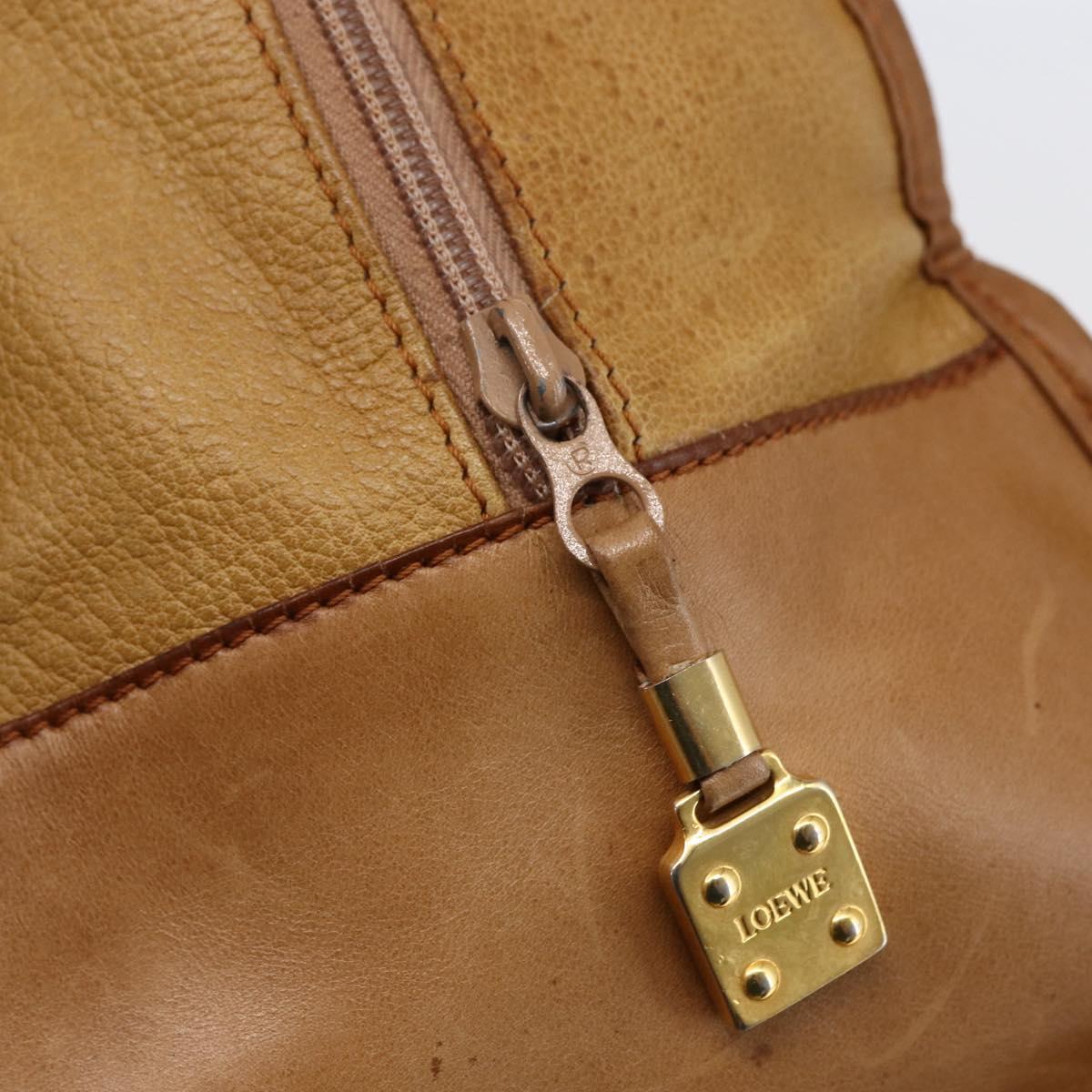 LOEWE Anagram Amazona 40 Hand Bag Suede Leather Brown Gold Auth ep11011