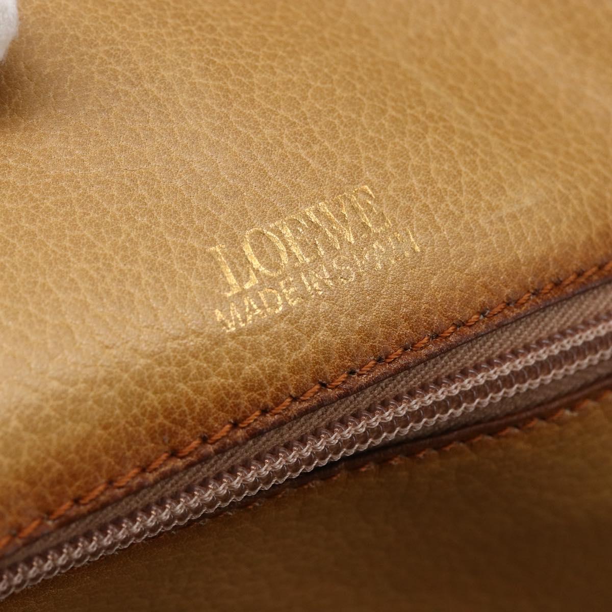 LOEWE Anagram Amazona 40 Hand Bag Suede Leather Brown Gold Auth ep11011