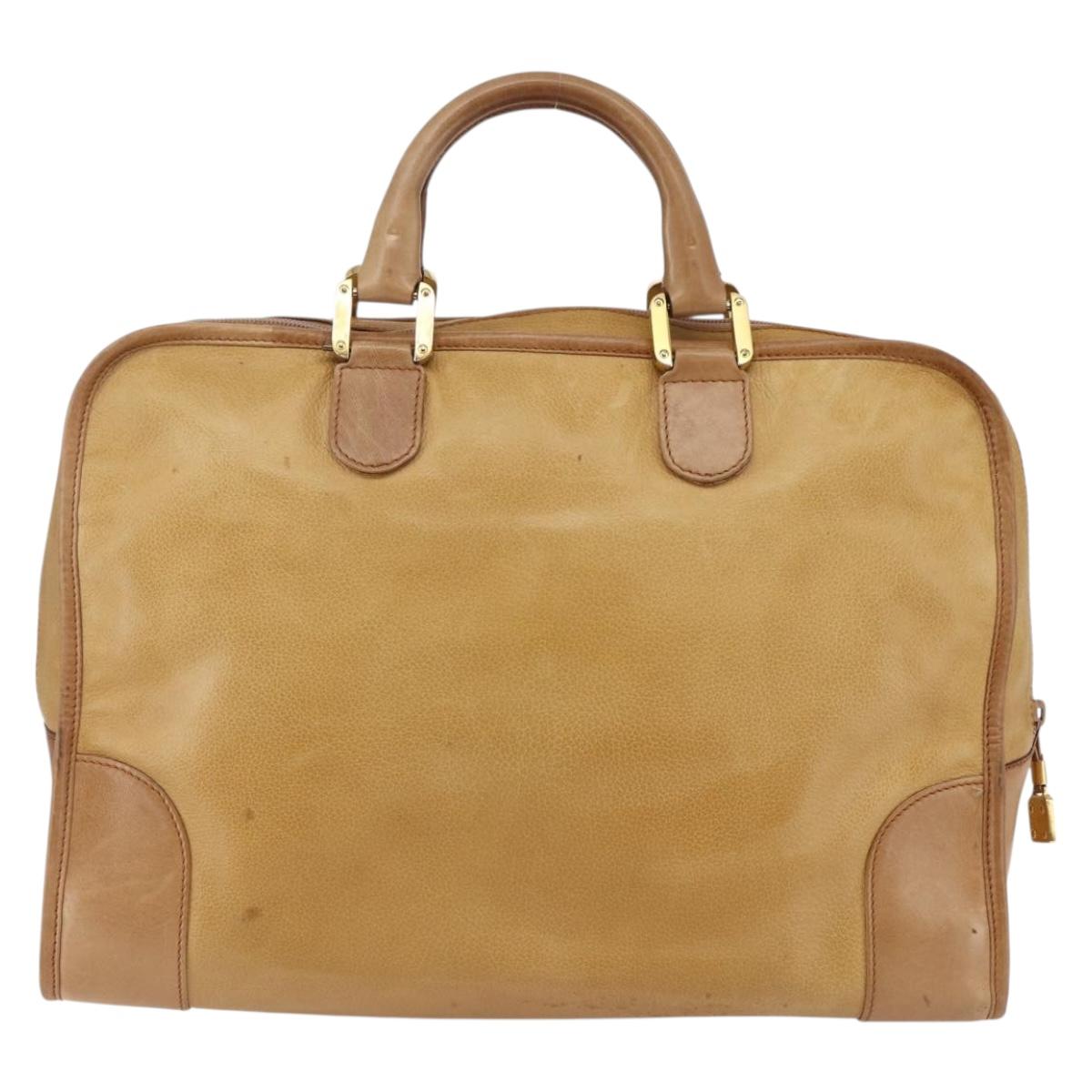 LOEWE Anagram Amazona 40 Hand Bag Suede Leather Brown Gold Auth ep11011