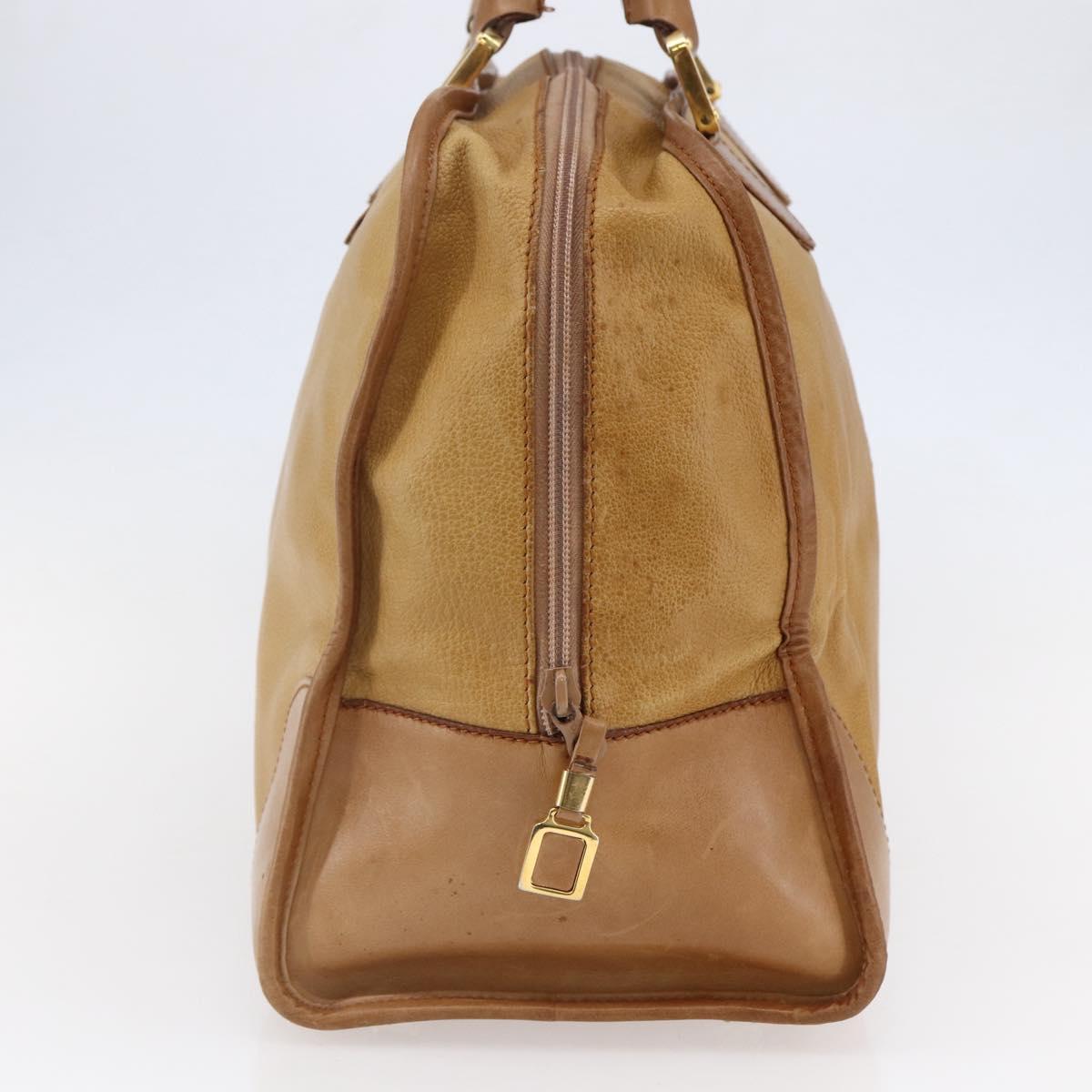 LOEWE Anagram Amazona 40 Hand Bag Suede Leather Brown Gold Auth ep11011