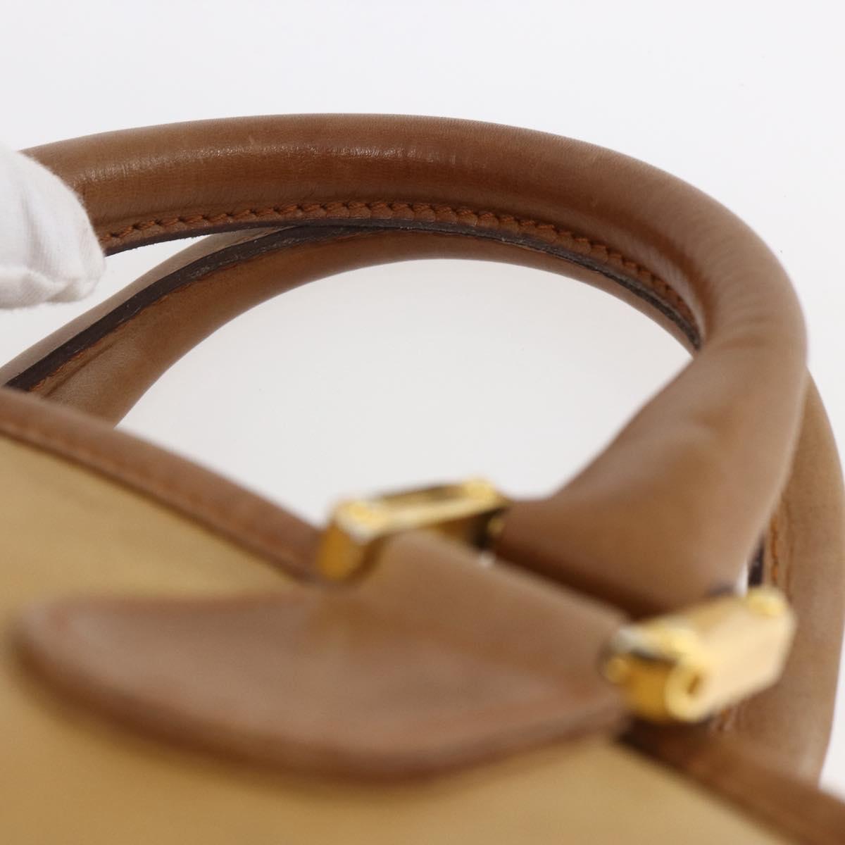 LOEWE Anagram Amazona 40 Hand Bag Suede Leather Brown Gold Auth ep11011