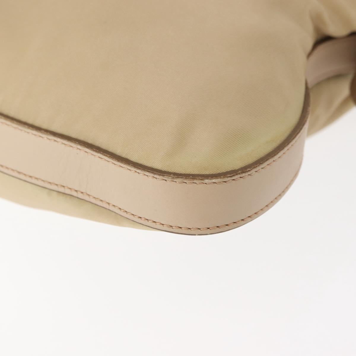 PRADA Shoulder Bag Nylon Leather Beige Auth ep11013