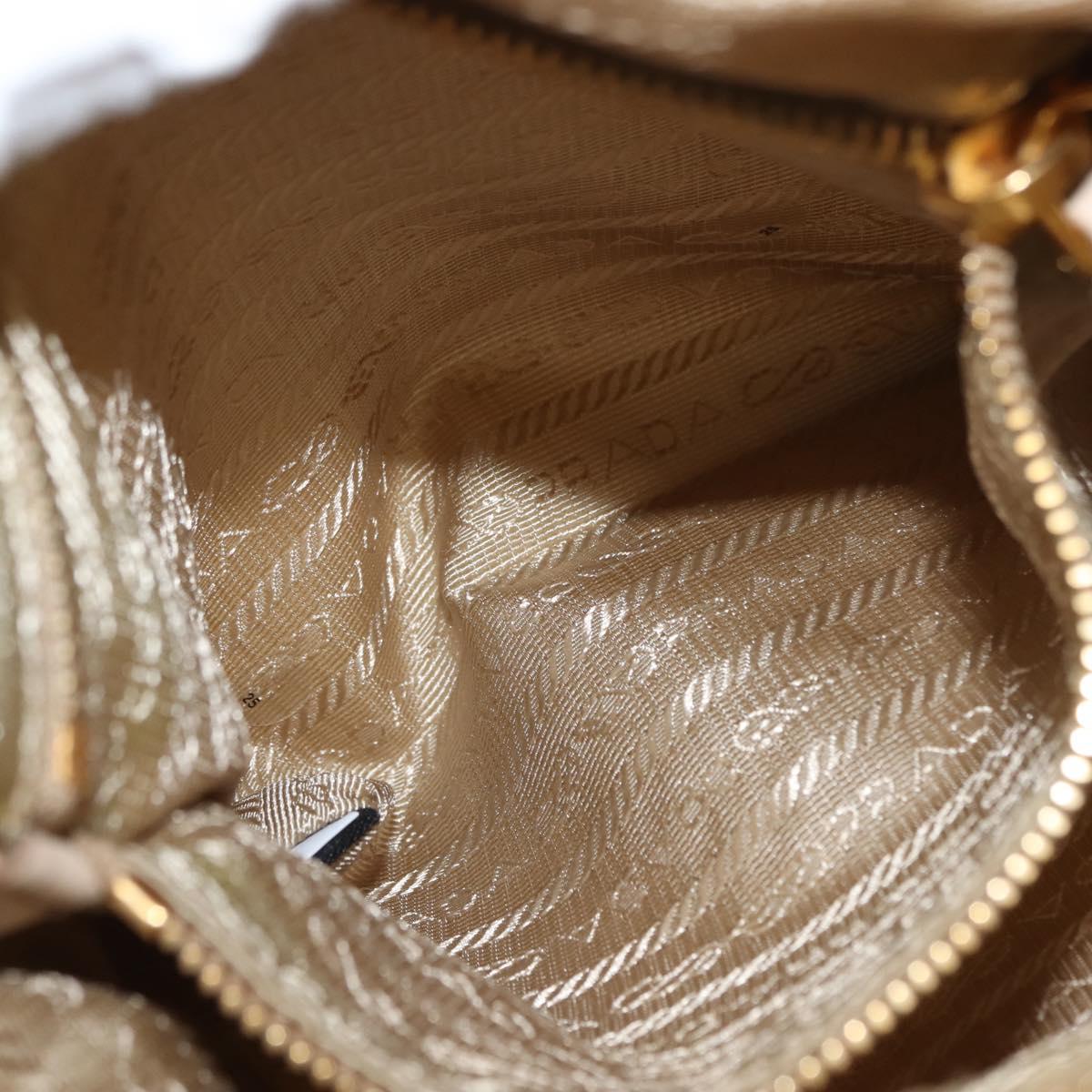 PRADA Shoulder Bag Nylon Leather Beige Auth ep11013