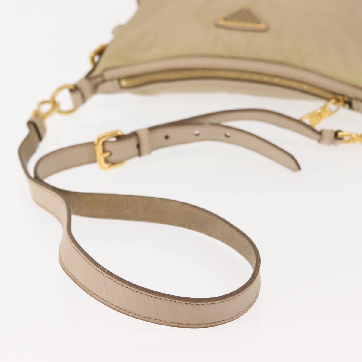 PRADA Shoulder Bag Nylon Leather Beige Auth ep11013