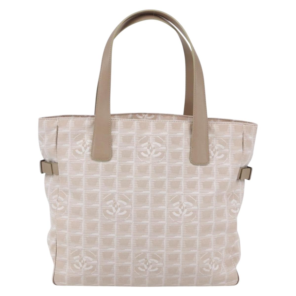 CHANEL New Wave Tote Bag Canvas Pink Silver CC Auth ep11016