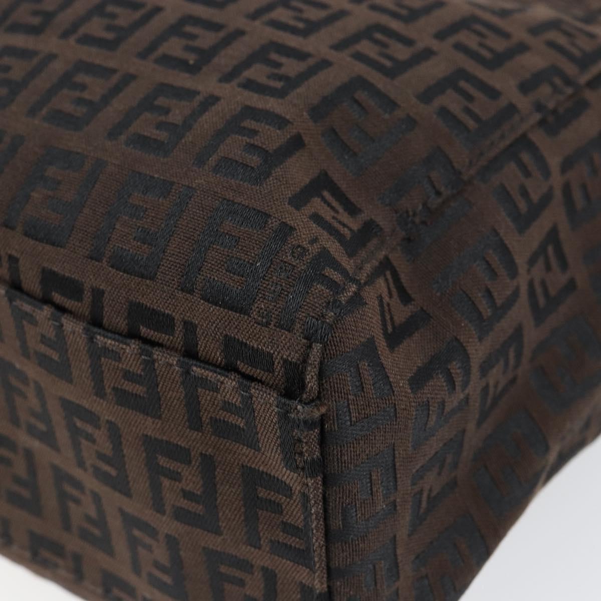 FENDI Zucchino Canvas Hand Bag Black Brown Auth ep11017