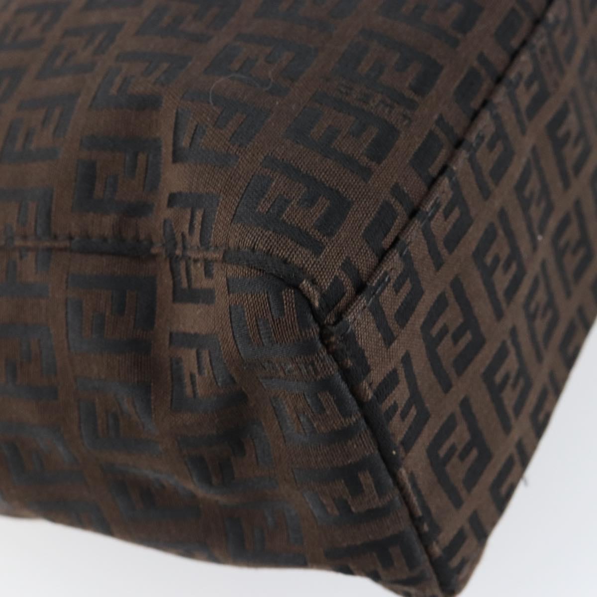 FENDI Zucchino Canvas Hand Bag Black Brown Auth ep11017