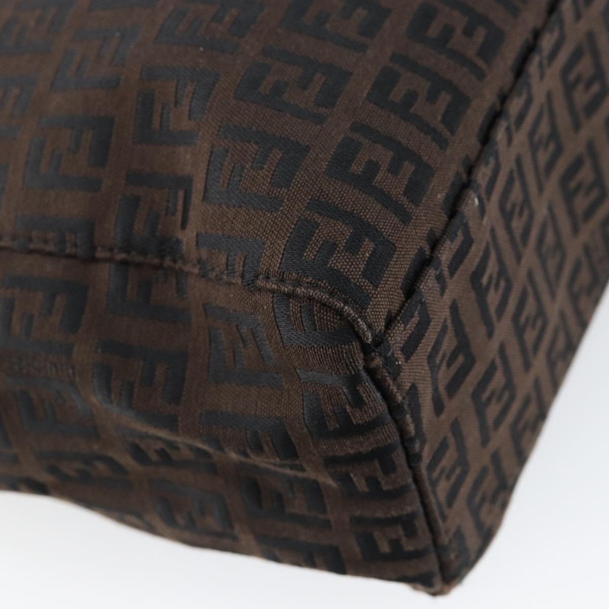 FENDI Zucchino Canvas Hand Bag Black Brown Auth ep11017