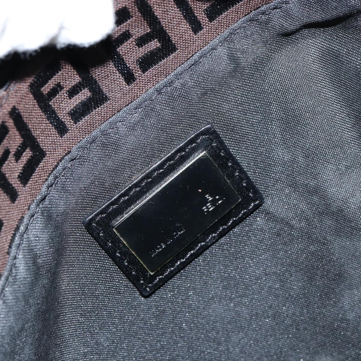 FENDI Zucchino Canvas Hand Bag Black Brown Auth ep11017
