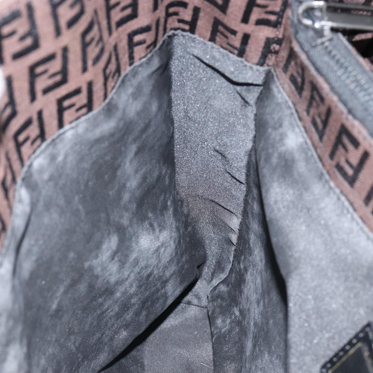 FENDI Zucchino Canvas Hand Bag Black Brown Auth ep11017