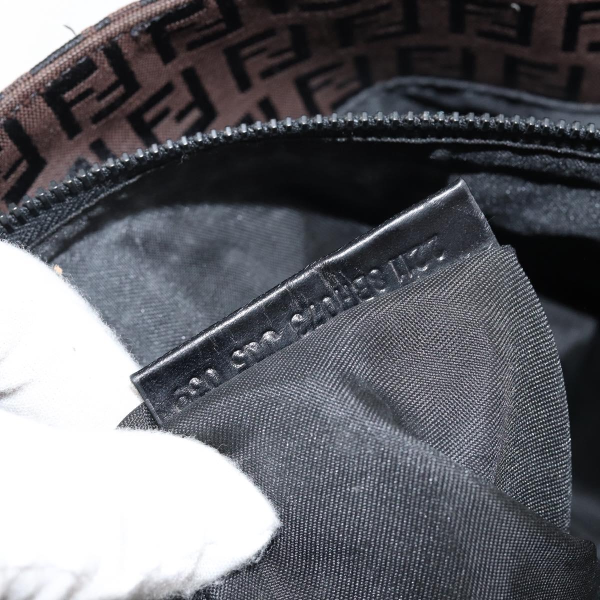 FENDI Zucchino Canvas Hand Bag Black Brown Auth ep11017