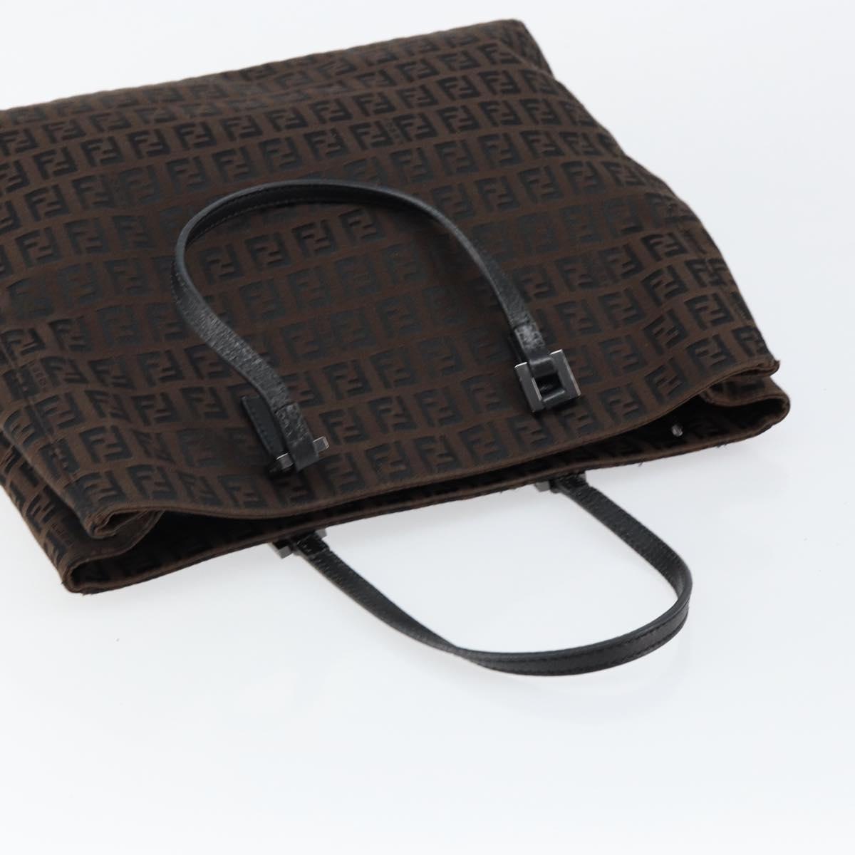 FENDI Zucchino Canvas Hand Bag Black Brown Auth ep11017