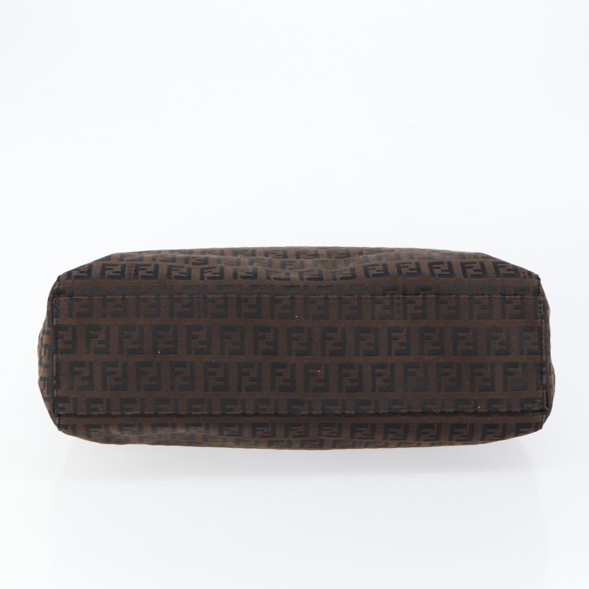 FENDI Zucchino Canvas Hand Bag Black Brown Auth ep11017