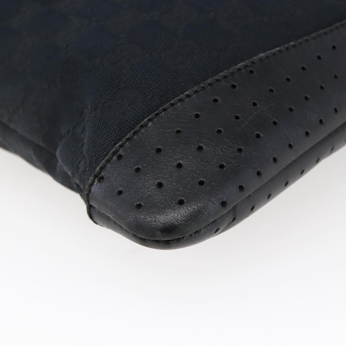 GUCCI GG Canvas Shoulder Bag Black Silver 145857 Auth ep11019