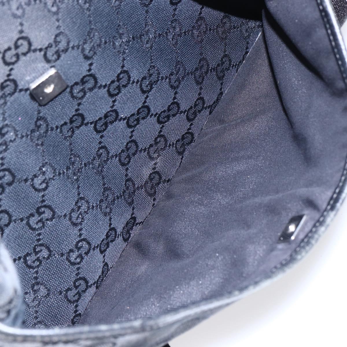 GUCCI GG Canvas Shoulder Bag Black Silver 145857 Auth ep11019