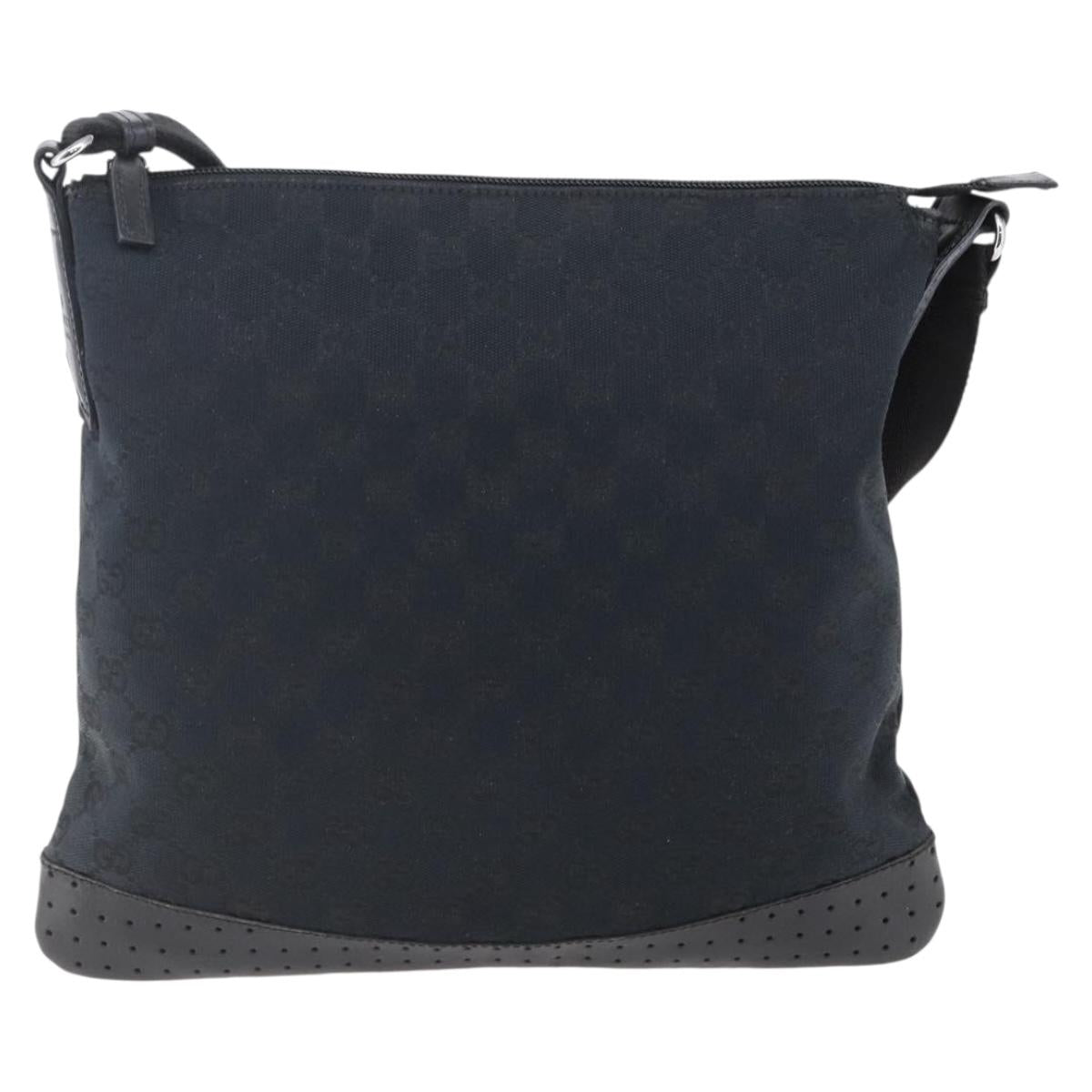 GUCCI GG Canvas Shoulder Bag Black Silver 145857 Auth ep11019