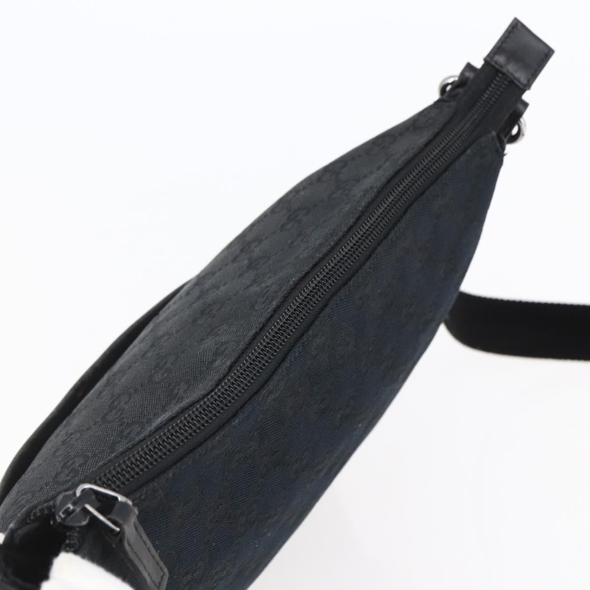 GUCCI GG Canvas Shoulder Bag Black Silver 145857 Auth ep11019