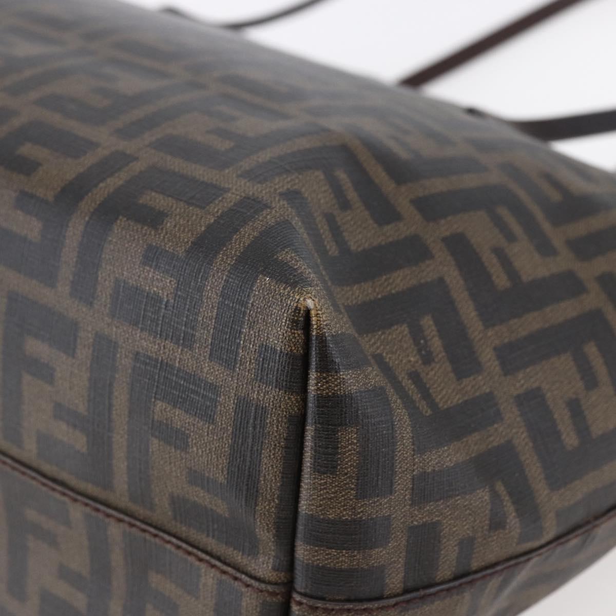 FENDI Zucca Canvas Tote Bag PVC Black Brown Auth ep11020