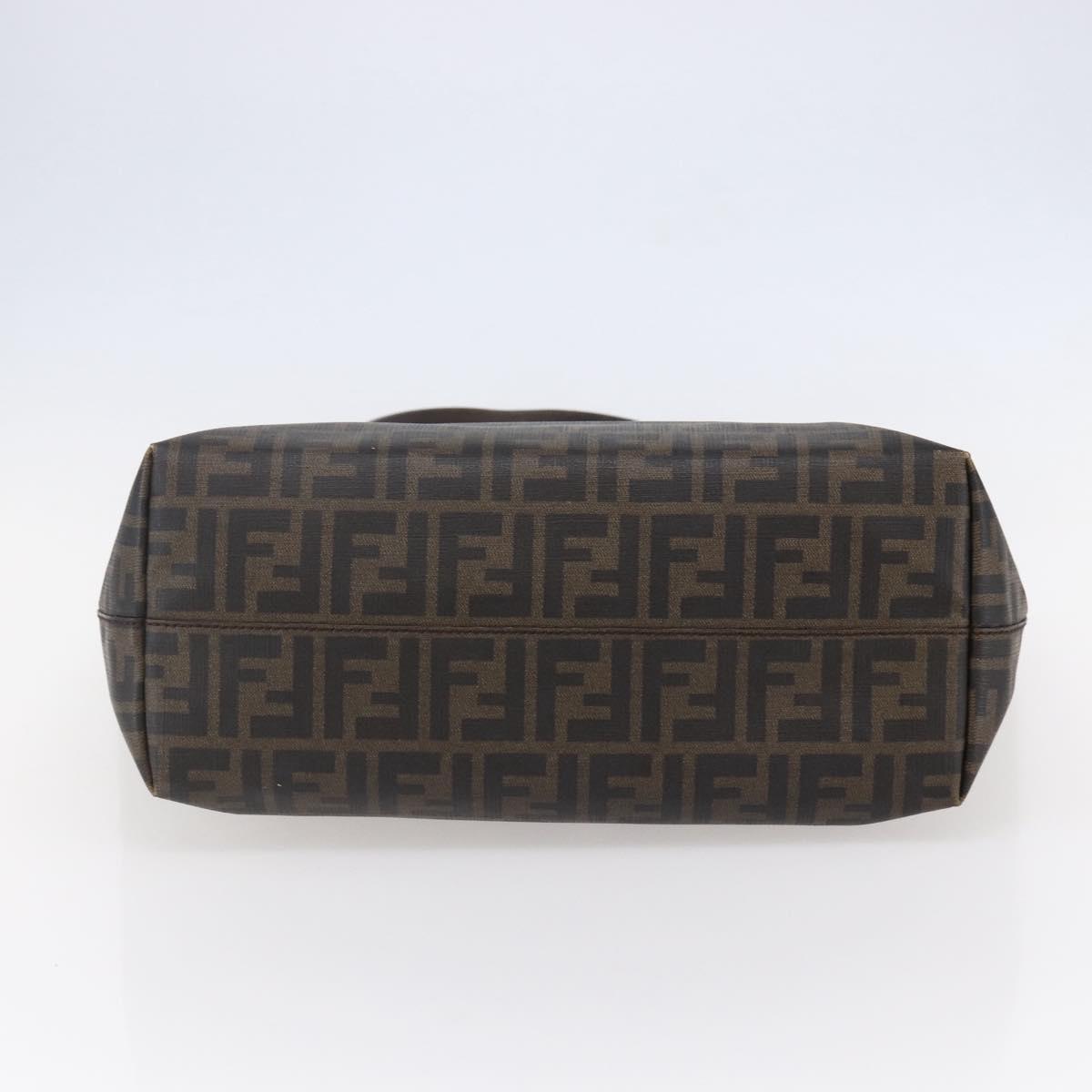 FENDI Zucca Canvas Tote Bag PVC Black Brown Auth ep11020