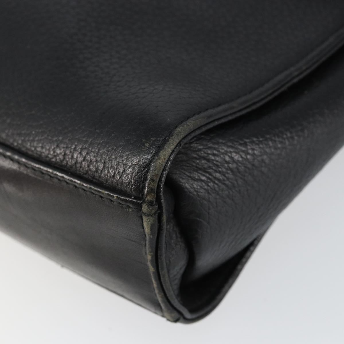 Burberrys Shoulder Bag Leather Black Gold Auth ep11023