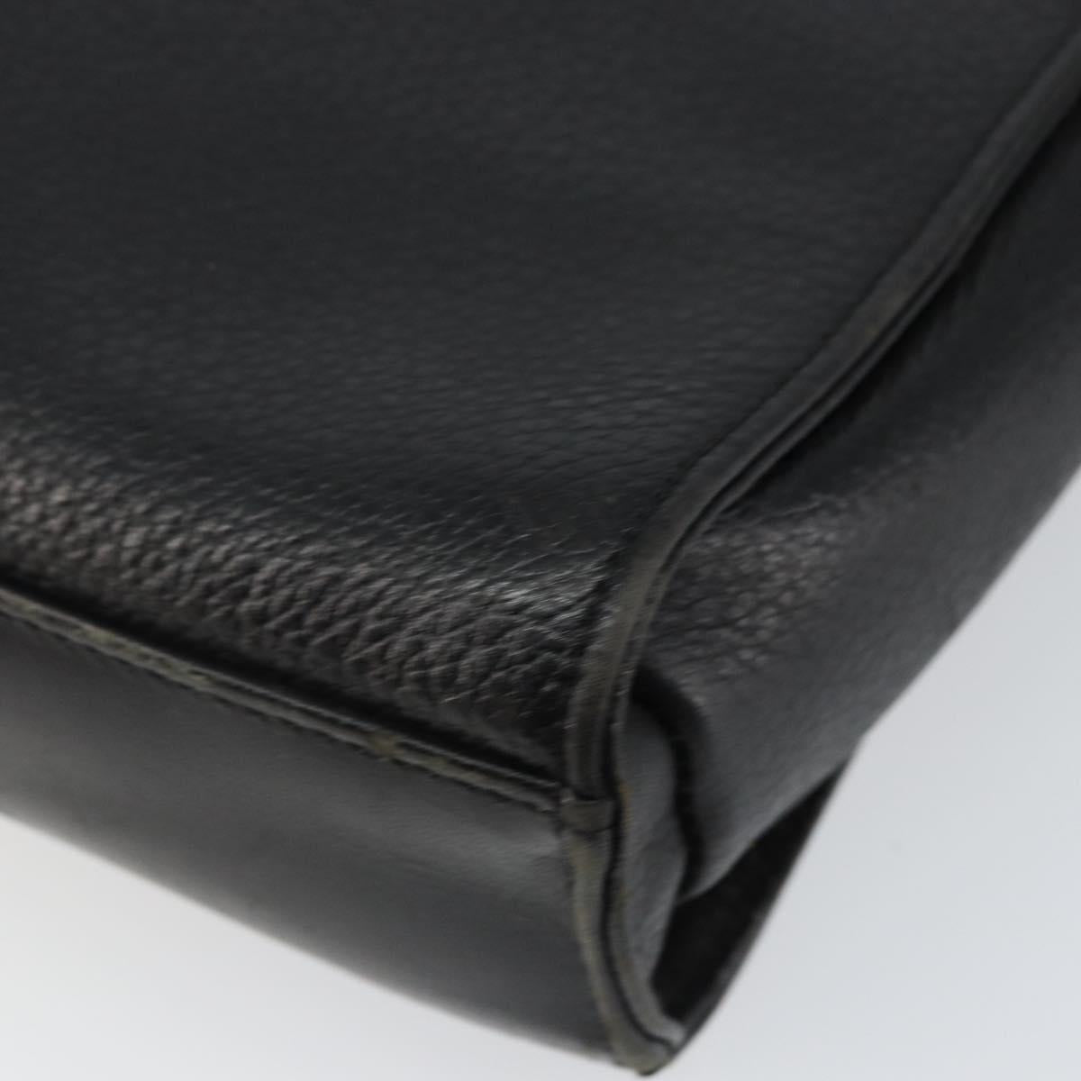 Burberrys Shoulder Bag Leather Black Gold Auth ep11023