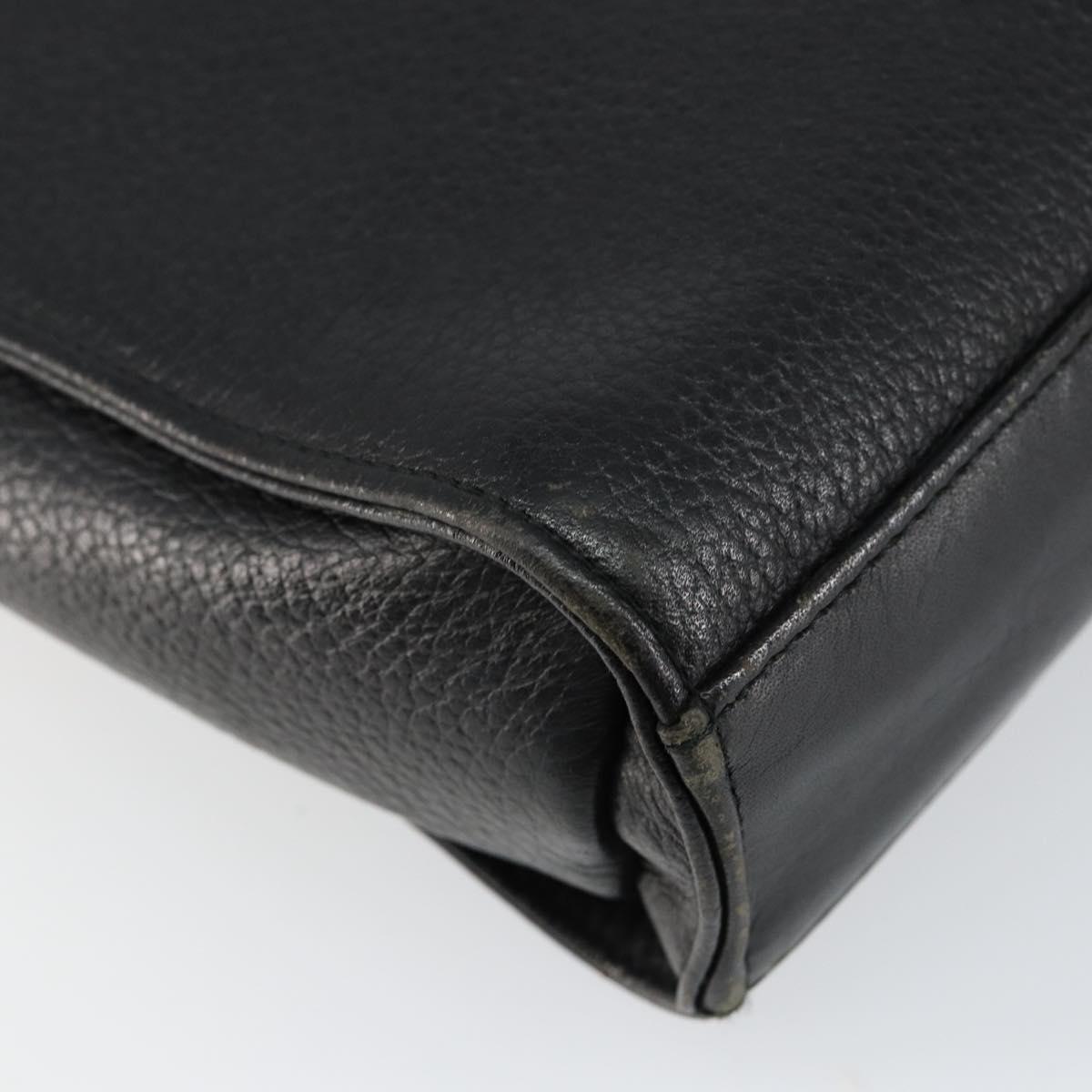 Burberrys Shoulder Bag Leather Black Gold Auth ep11023