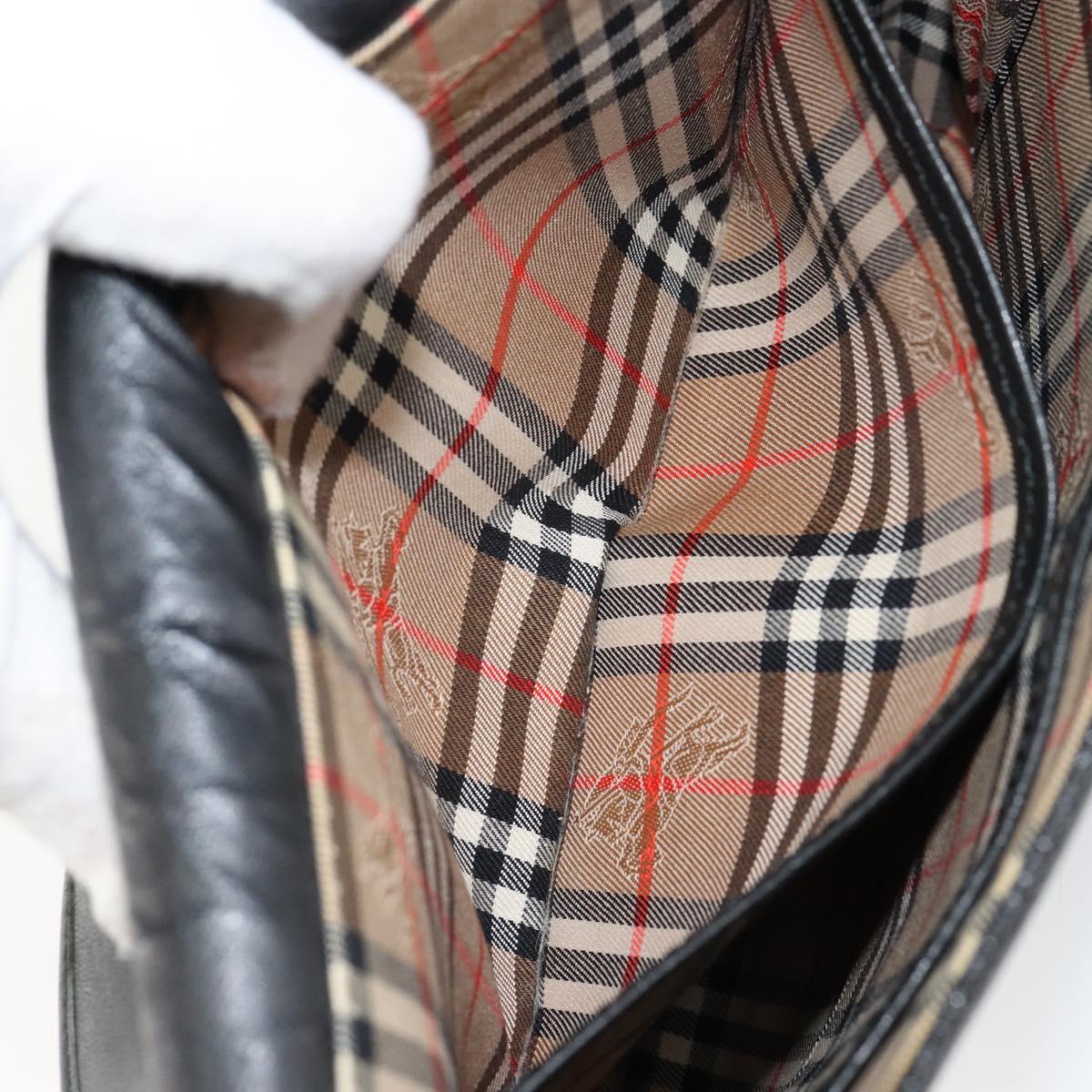 Burberrys Shoulder Bag Leather Black Gold Auth ep11023