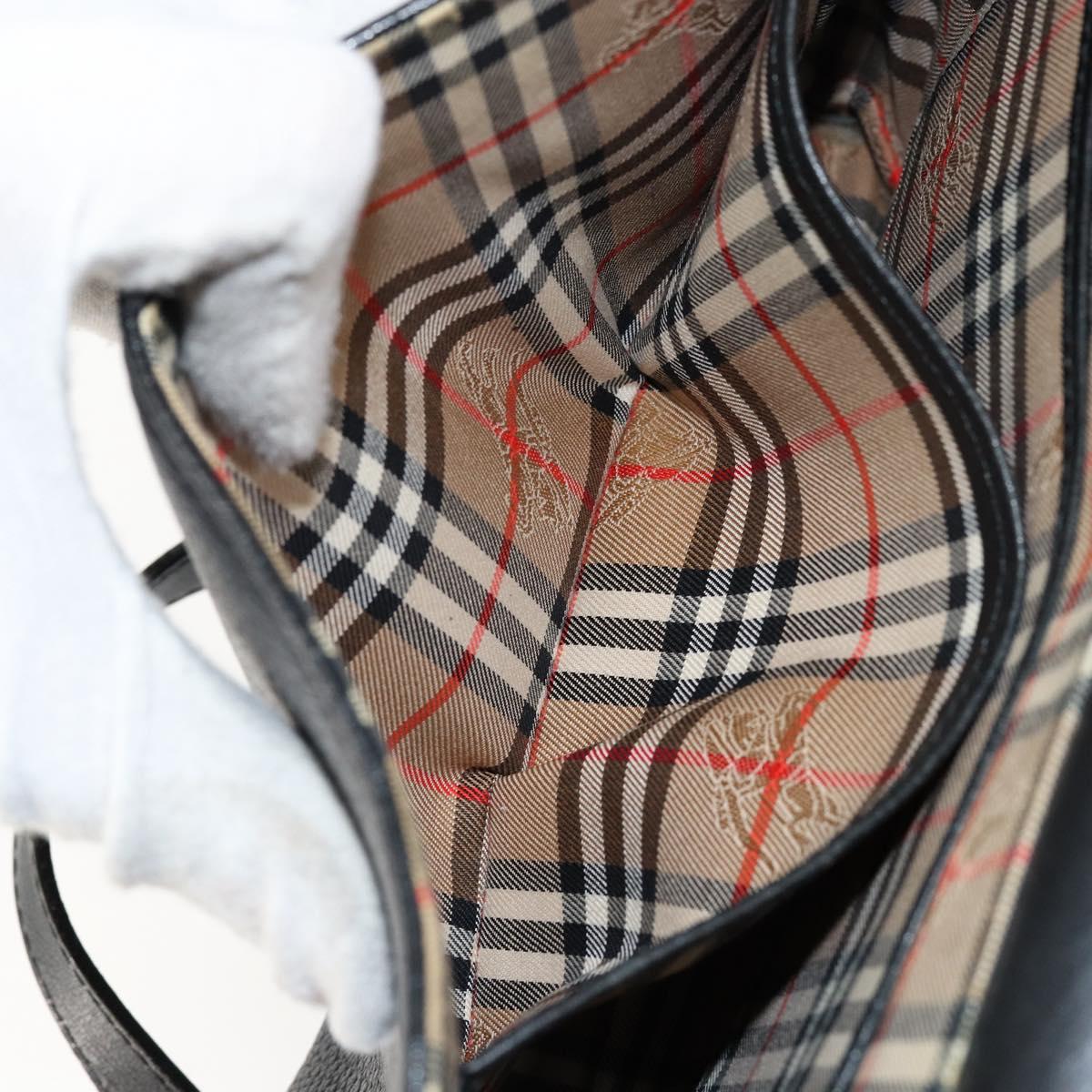 Burberrys Shoulder Bag Leather Black Gold Auth ep11023