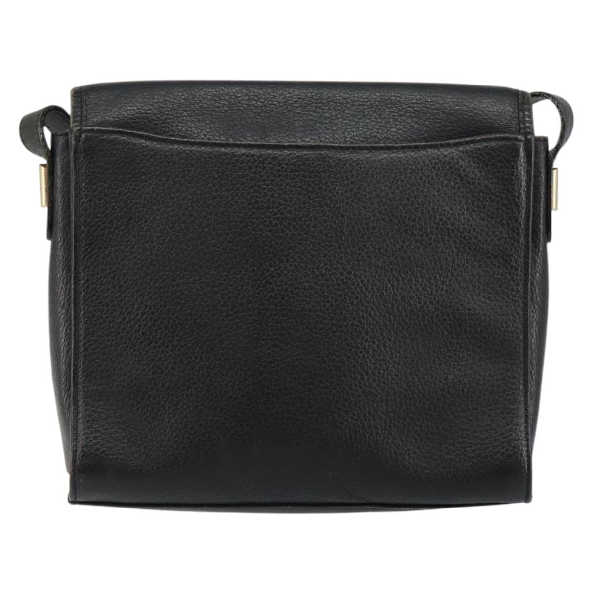 Burberrys Shoulder Bag Leather Black Gold Auth ep11023