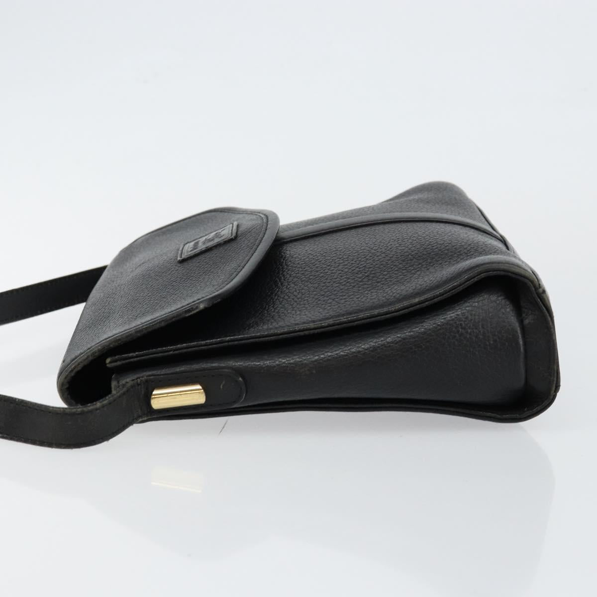 Burberrys Shoulder Bag Leather Black Gold Auth ep11023