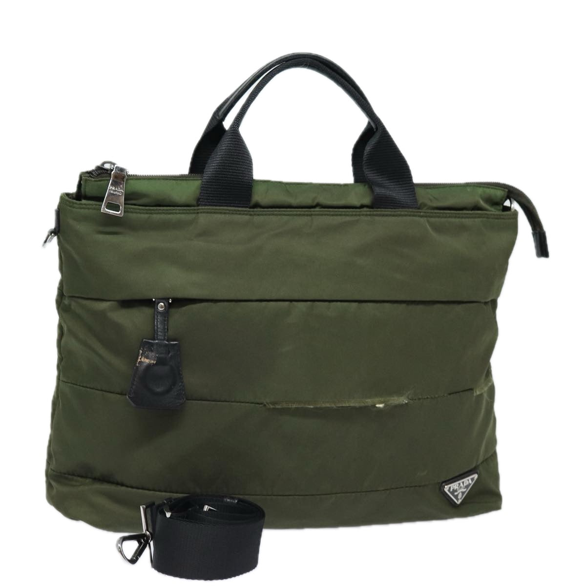 PRADA Hand Bag Nylon 2way Shoulder Bag Green Auth ep1103