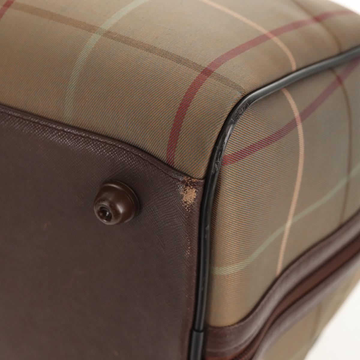 Burberrys Nova Check Boston Bag Canvas Beige Auth ep11031