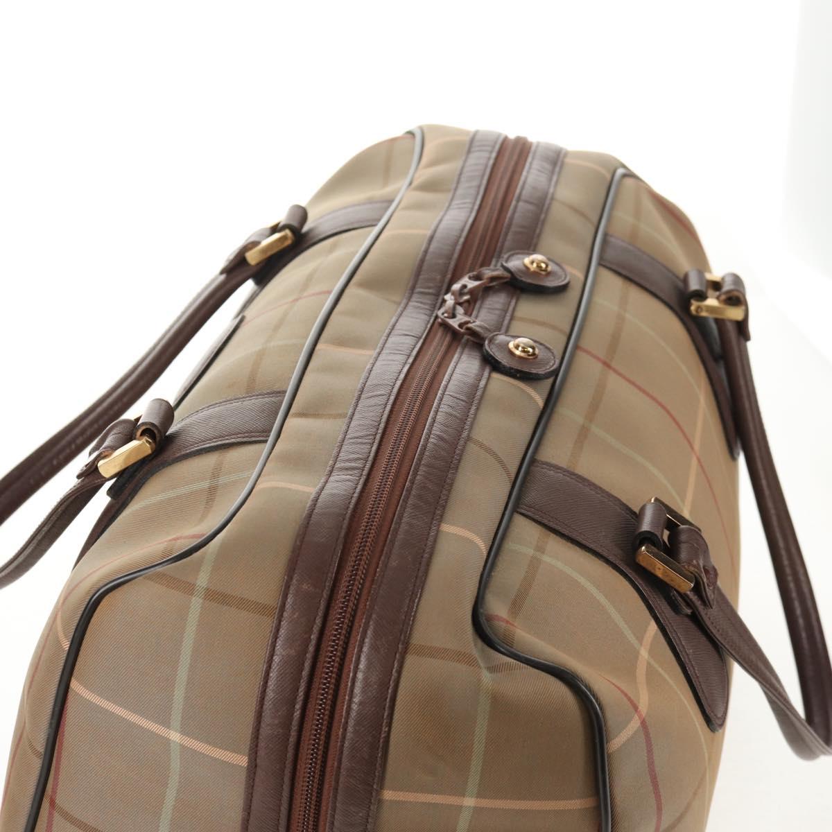 Burberrys Nova Check Boston Bag Canvas Beige Auth ep11031