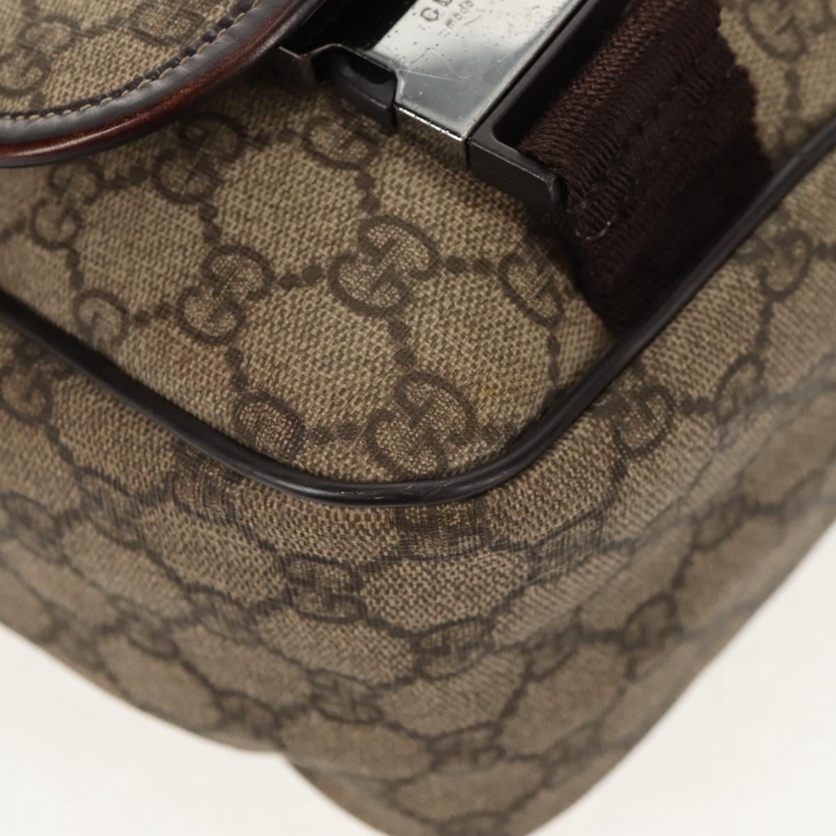 GUCCI GG Supreme Shoulder Bag PVC Leather Beige Brown Auth ep11034