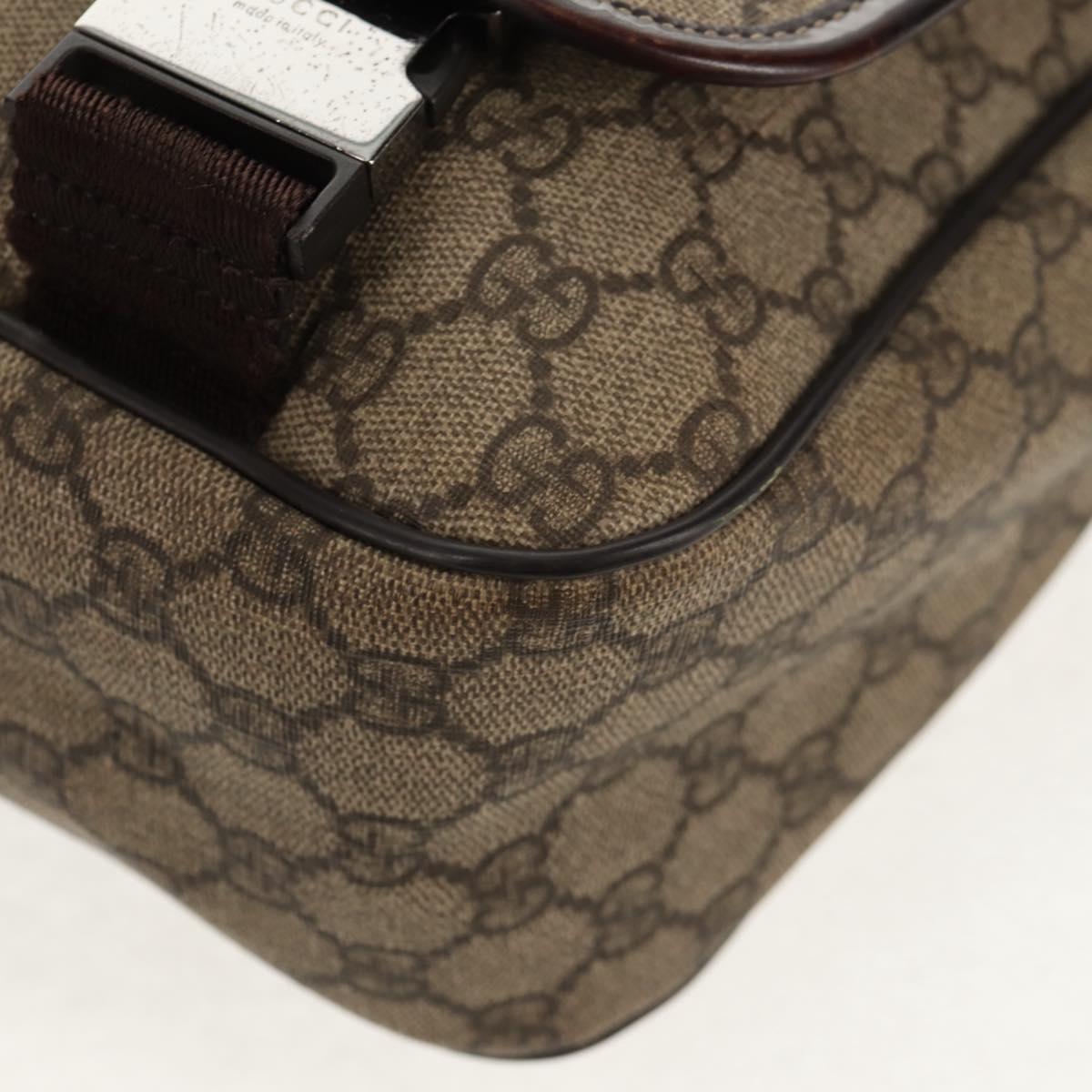 GUCCI GG Supreme Shoulder Bag PVC Leather Beige Brown Auth ep11034