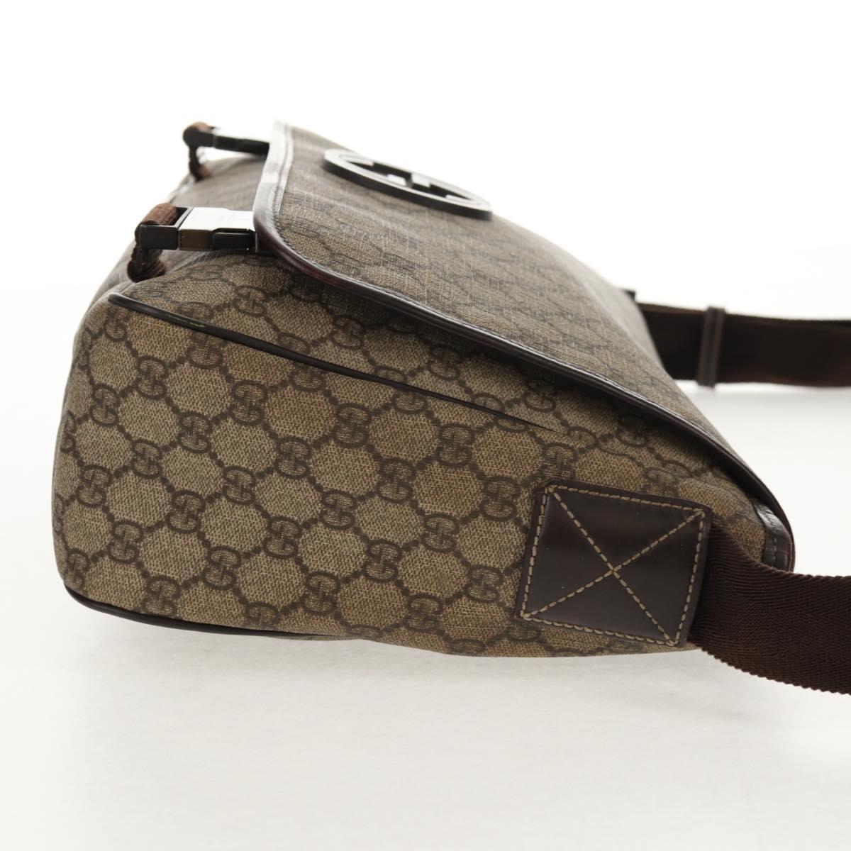 GUCCI GG Supreme Shoulder Bag PVC Leather Beige Brown Auth ep11034