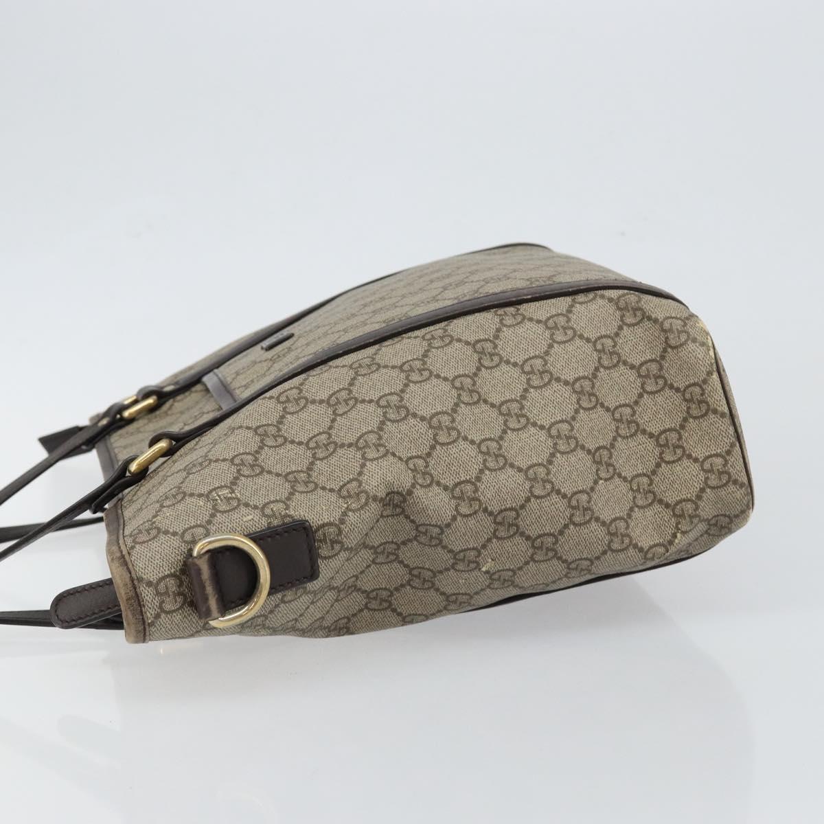 GUCCI GG Supreme Tote Bag PVC Leather outlet Beige Auth ep11035
